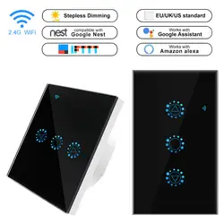 Затемнения Smart Touch переключатель 1 Gang 1 Путь водонепроницаемое закаленное стекло Панель ЕС/UK стандартный настенный выключатель с пультом