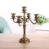 Candle Holders 3-arms/5-arms Bronze Metal Wedding Candlestick Decoration Candle Stand Light Holder for Home Decor ► Photo 2/6