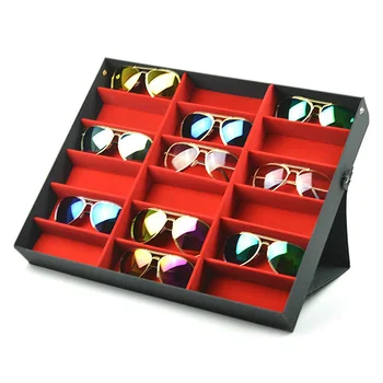 

High Quality 18 Grids Eyeglass Sunglasses Glasses Storage Display Box Holder Case Organizer