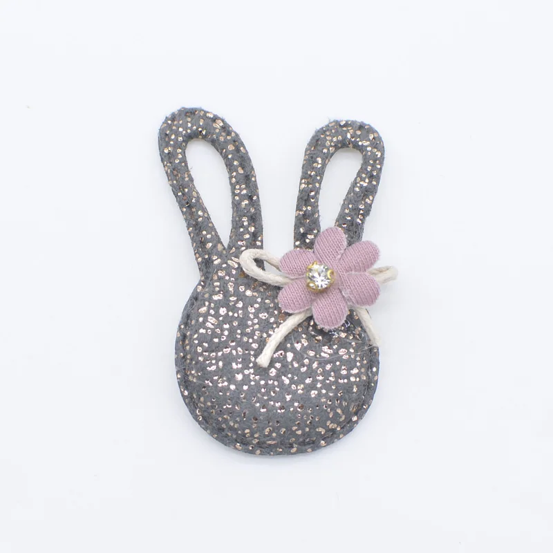 10Pcs Kawaii Rabbit with Flower Rhinestone Applique for DIY Clothes Hat Patch Fabric Sewing Crafts Leggings Leg Socks Decor H81 - Цвет: Black