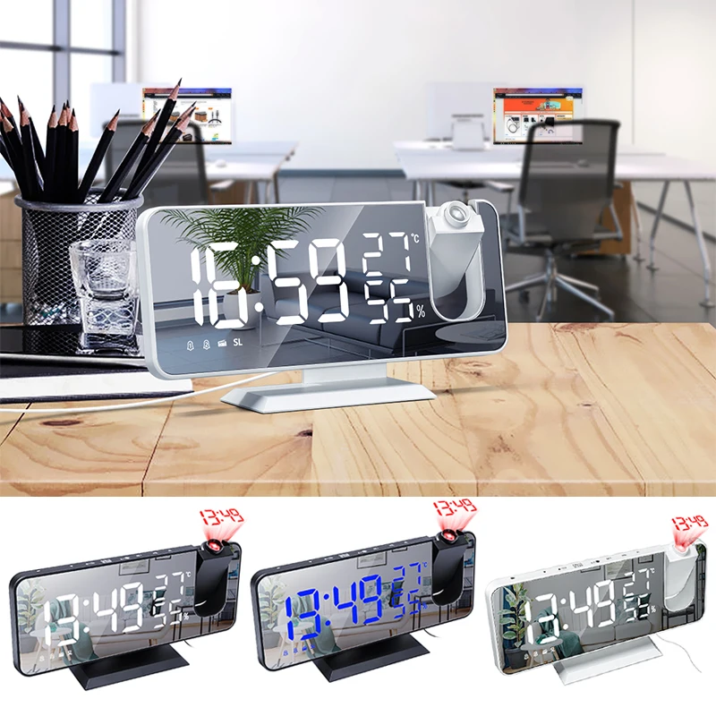 LED Mirror Alarm Clock Table Digital Ceiling Projector USB Wake Up FM Radio Time Bedroom Bedside | Дом и сад