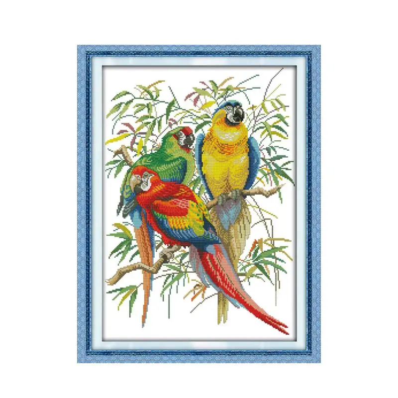 Набор для вышивки крестиком Scarlet macaw 14ct 11ct предварительно штампованный холст
