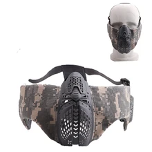 

Airsoft Tactical Half Face Protective Mask Mesh Lower Face Mask With Ear Protection Military Paintball Hunting CS Shooting Masks