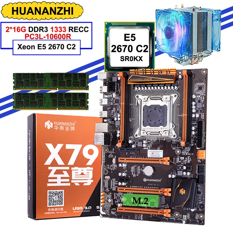 #^Special Price HUANANZHI deluxe X79 motherboard CPU RAM Combo X79 gaming motherboard with M.2 slot CPU Intel Xeon E5 2670 C2 RAM 32G(2*16G)