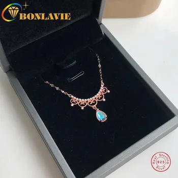 

BONLAVIE 925 Silver French Elegant Moonstone Necklace Exquisite Court Chain