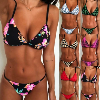 

ETSWIM Cartoon Pritned Sexy Bikini Set Women Swimwear 2020 New Push Up Padded Biquini Swimsuit Women Bathing Suit Swimming Suit