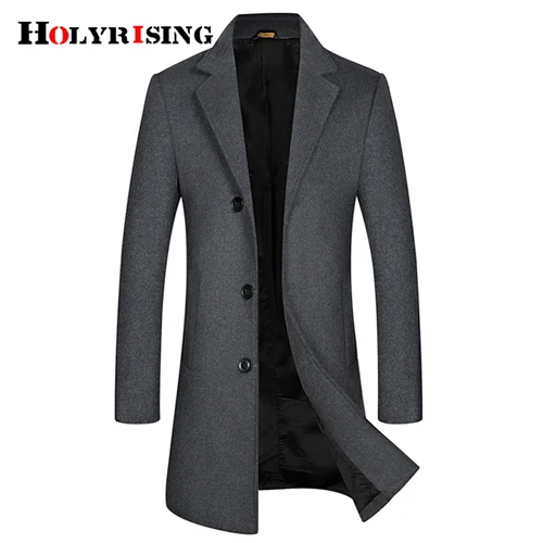 Holyrising, новинка, мужское шерстяное пальто, теплое, Hombre Ccoat, Тонкая зимняя куртка, удобное пальто, мужское пальто, деловое, Мужское пальто, 19042-5 - Цвет: Gray