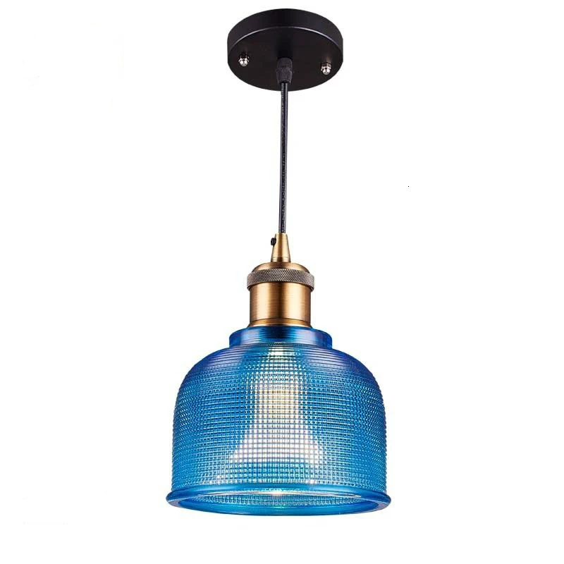 

Multicolor Blue Green Red Yellow Rose Red Iron Glass Pendant Light Hanging Lamp scandinavian