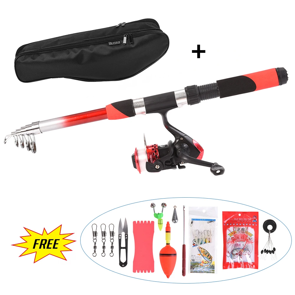 Fishing Tackle Set Telescopic Rod Spinning Reel Baits Hooks Lures Bag Kit Carp Combo Pesca | Спорт и развлечения