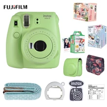 Белая пленка для Fuji Instax Мини 9 Фотоаппарат моментальной печати зеленый пленочная камера с зеркало для селфи+ 20 Вт, 30 Вт/60 мгновенный белую пленку Фотобумага+ Камера сумка