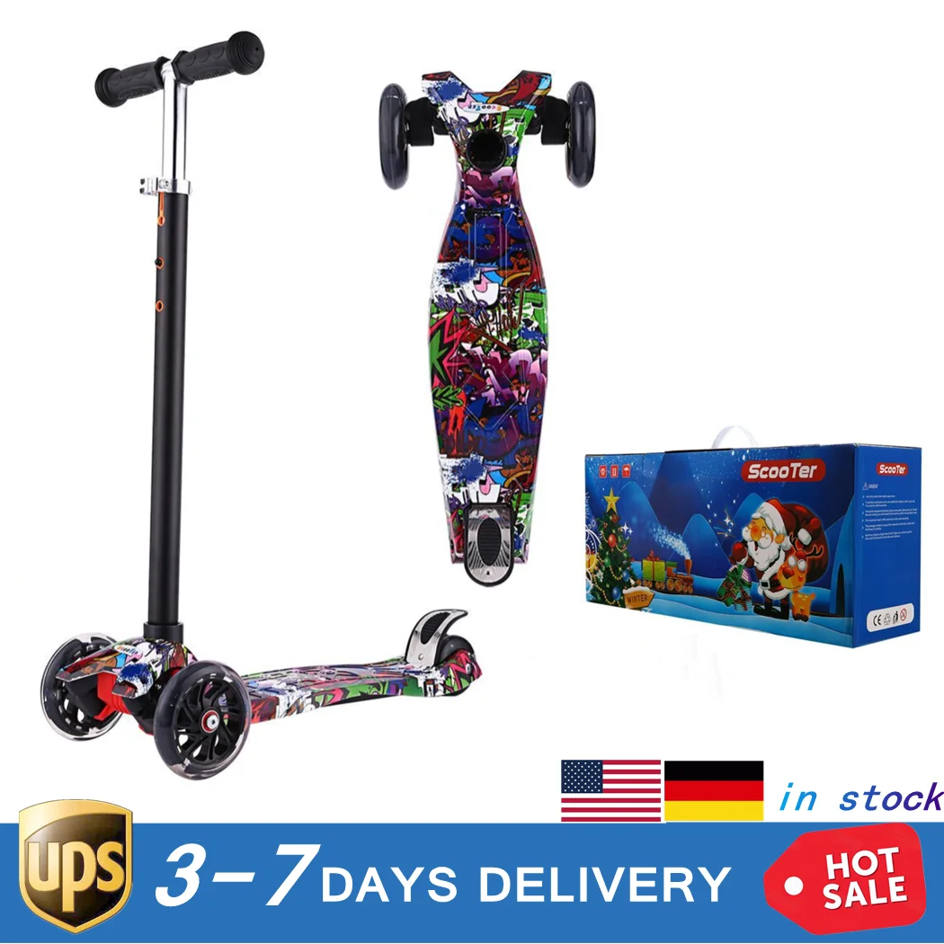 Adjustable Foot Scooter Kids Kick Scooter Flashing Wheel Children