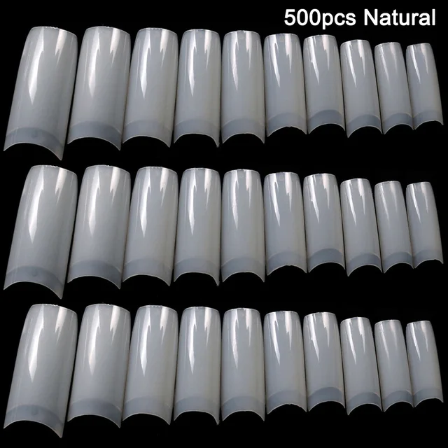 100/500pcs Nails Half French False Nail Art Tips Acrylic UV Gel Manicure Tip Nail French Nail Piece Finished uñas postizas DIY 500pcs Natural