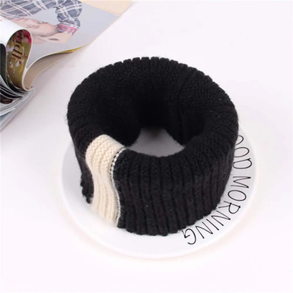 Autumn Winter Girls Boys Knitted Scarf Baby Kids Snood Ring Infinity Tassel Scarfs Loop Neck Circle Warm Scarves Neckerchief - Color: Gray