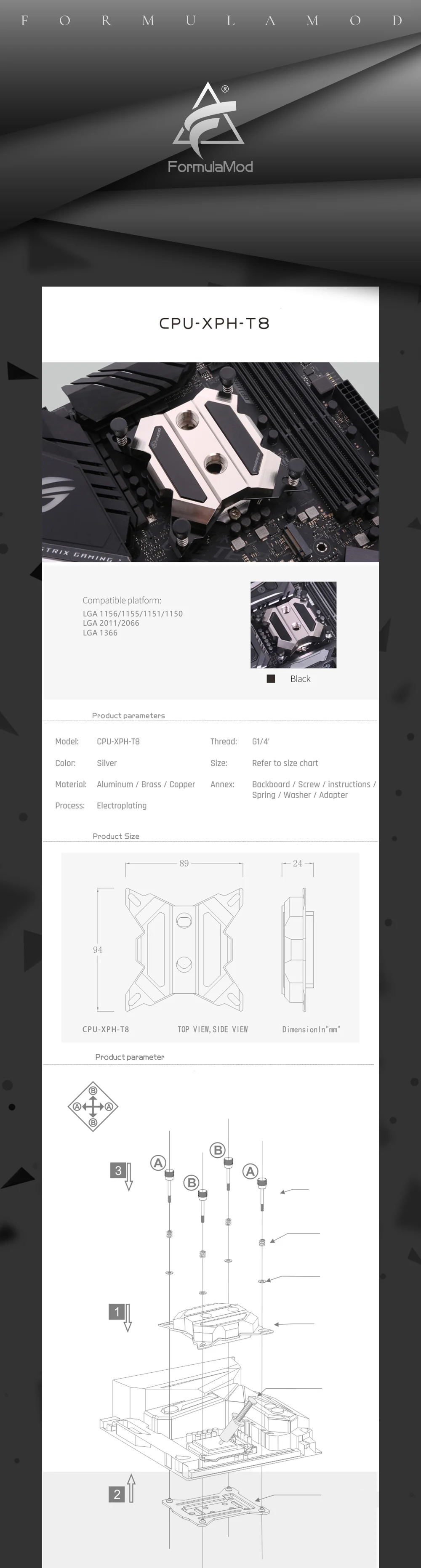 Bykski CPU-XPH-T8 CPU Water Cooling Block For Intel Lga115x 1700 / AMD AM4 AM5 Lighting Mechanical Butterfly Microwaterway CPU Cooler  