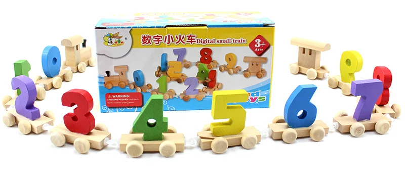 Классический деревянный блок поезда когнитивные цифры 0-9 деревянный поезд Сборная модель детская игрушка, детский деревянный Цифровой поезд Развивающие игрушки