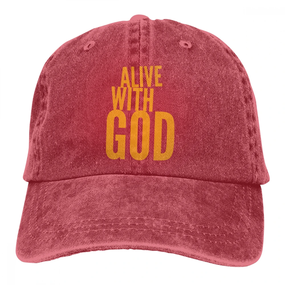 Alive With God Casquette темно-синие унисекс Мужские Женские джинсовые бейсболка с ремешком кепки Регулируемая шляпа для гольфа папа