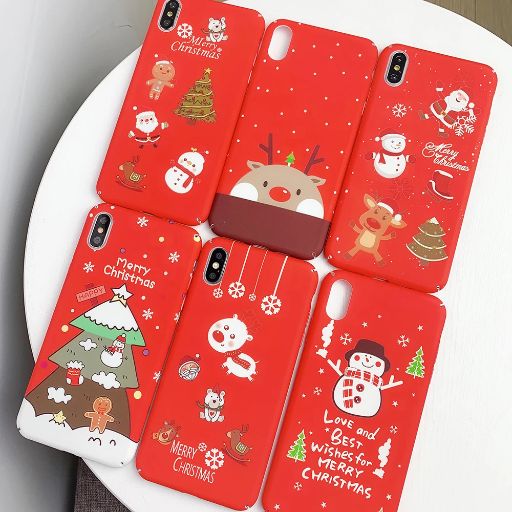 

LOVECOM Luminous Christmas Phone Case For iPhone 11 Pro Max XR XS Max 6 6S 7 8 Plus X Cute Full Body Hard PC Back Cover Gift