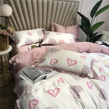 

60 Double-Sided Tencel Digital Printing Four-piece Set Spring and Summer Simple Bare Sleeping Sheet 1.8M M Viscose Bedding Artic
