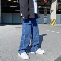 Męskie jeansy szerokie nogawki spodnie denimowe luźne proste workowate męskie jeansy Streetwear hip-hopowe spodnie na co dzień deskorolka S-5XL neutralne spodnie 3