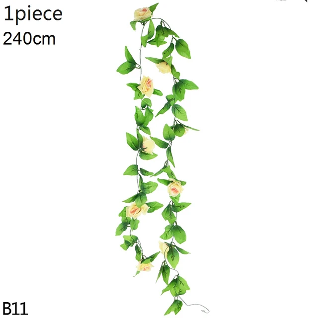 Artificial Flowers Vine Garland Wisteria Silk Artificial Rattan Hanging Flowers Romantic Wedding Arch Decoration Fake Ivy Plants B11-1pcs-champagne