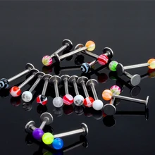 10 шт./лот 16 г 18 г трагус спираль бар 3-4 мм мяч из нержавеющей стали Лабрет губы Бар Кольца ШПИЛЬКА хрящевой пирсинг для уха ювелирные изделия для тела