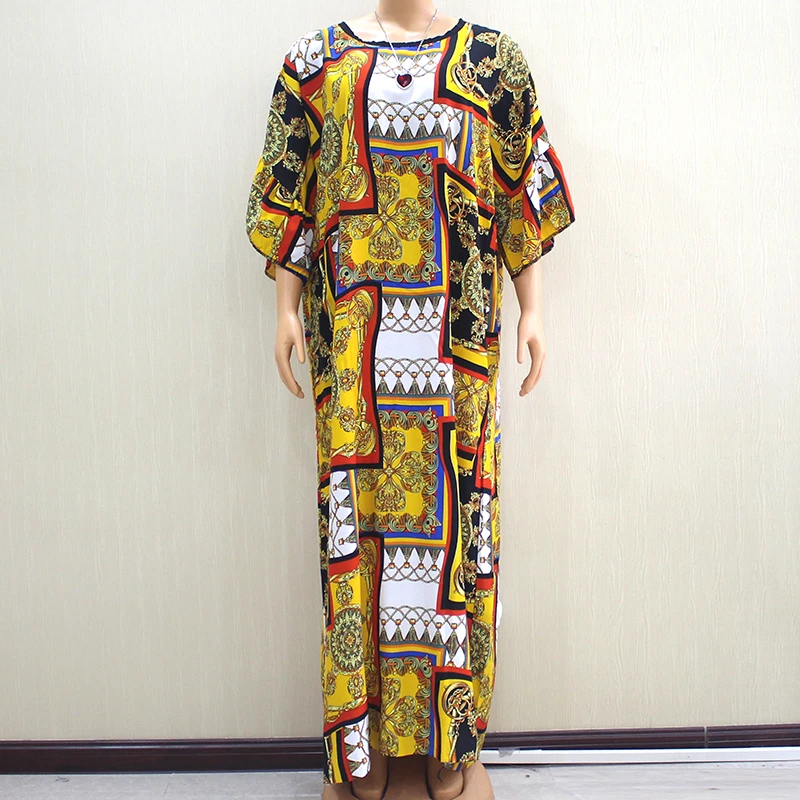 Красочные модные хлопковые длинные платья с принтом женские весенние осенние свободные богемные африканские Макси платья