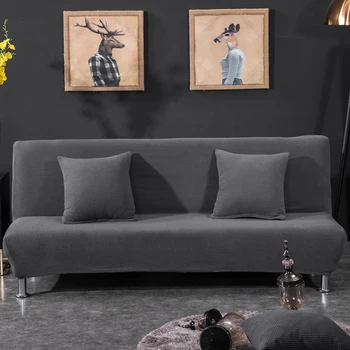 

Polar Fleece Armless Sofa Bed Cover Without Armrest Washable Elastic Sofa Bed Covers Stretch Slipcover Home Totel