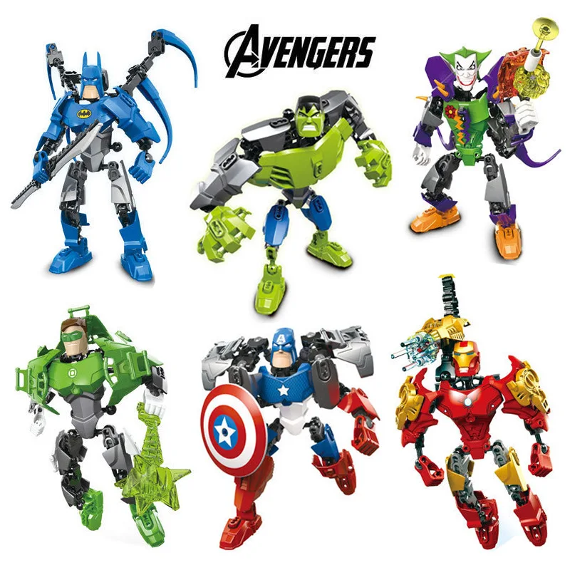 

Avengers Super Heroes Figures Iron Man Hulk Captain America Batman Joker Legoing Justice League Movie Building Blocks Kids Toys