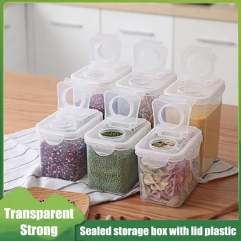 

1/1.8L Transparent Grains fresh-keeping Can moisture-proofsealed storage tank with lid Cereal snack dried fruit storage box