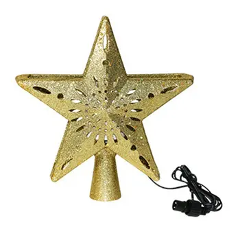 

3D Flashing Stars Christmas Tree Decoration Led Light Top Rotating Snowflake Projection Lamp Christmas Tree Pendant