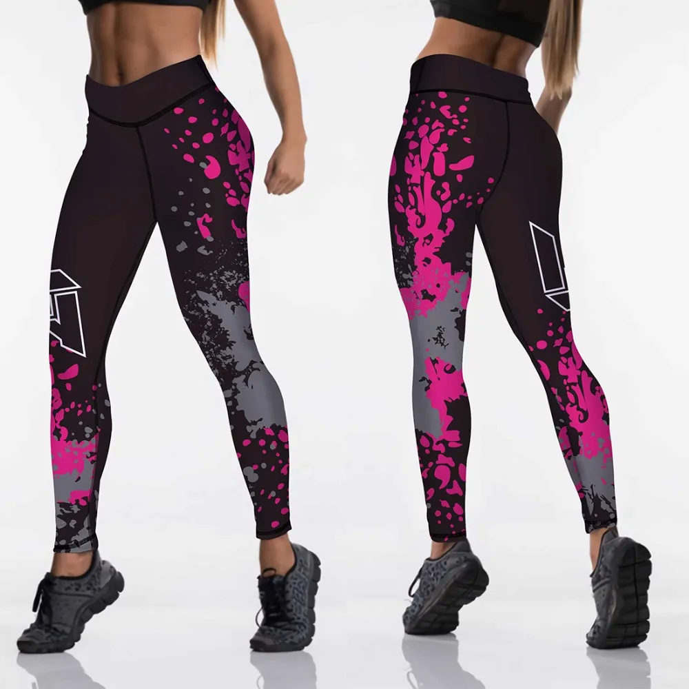 Spandex High Waist Women Digital Printed Fitness Leggings Push Up Sport GYM Leggings 