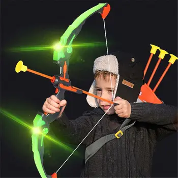 

Light Up Archery Bow and Arrow Toy Set for Boys Girls With 3 Suction Cup Arrows, Target, and Quiver