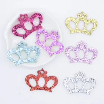

20Pcs 45*32mm Crown Non-woven Padded Glitter Fabric Appliques for Crafts Clothes Patches DIY Headwear Bow Decor Accessories P28