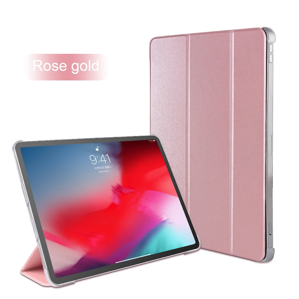 Для iPad Pro12.9 Чехол iPad чехол Funda ультра тонкий из искусственной кожи Силиконовый мягкий чехол для iPad Pro12.9 смарт-чехол - Цвет: rose gold