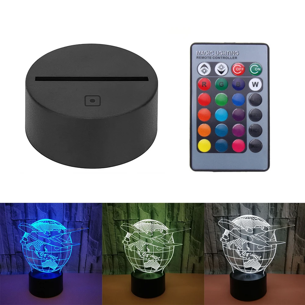 Самолет земли 3D лампа RGB светодиодный USB настроение выцветают флэш ночной