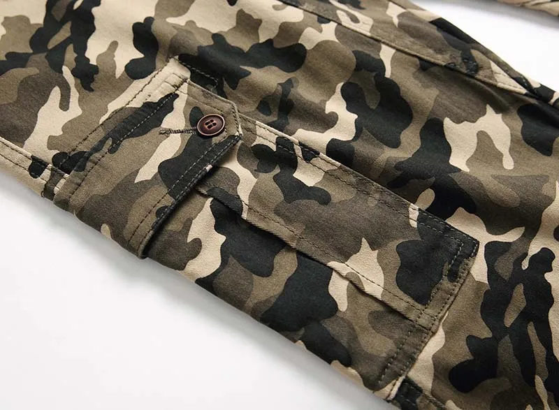 KIOVNO Men Cargo Camouflage Jeans Pants Multi Pockets Slim Fit Stretch Denim Trousers For Male Size 28-40  (5)
