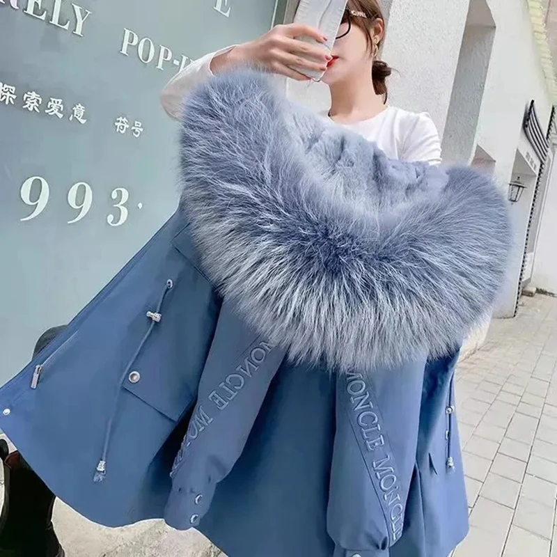 

Parkas Coat Winter Women Padded Jacket Fashion Fur Hooded Parka Coat Detachable Liner Adjustable Waist Fur Collar Cotton Parkas