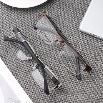 

1Pcs Fashion Men Reading Glasses Retro Business Titanium Alloy Non Spherical Lenses Hyperopia Prescription Eyeglasses Eyewear