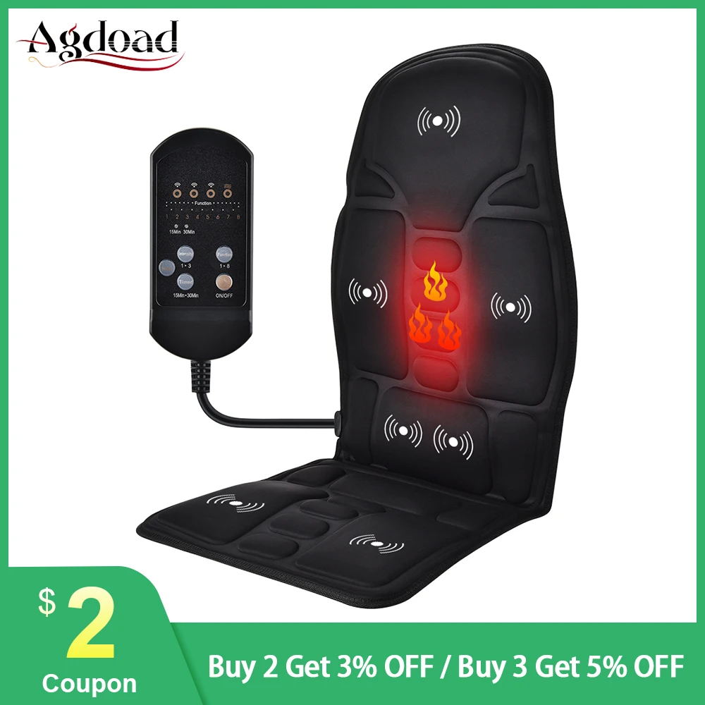 

Electric Heating Vibrating Massage Cushion Portable Home Car Seat Chair Massage Cushion Back Massage Mat for Pain Relief