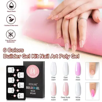 

6 Colors Gel Kit Nail Art Poly Gel With Nail Form Soak Off Hybrid Varnish Extension Semi Permanent UV Led Gel Base Top