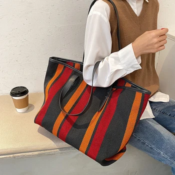 

Casual Simple Large Capacity Bag for Women 2020 Autumn and Winter New Fashion All-Matching Ins Canvas Shoulder Tote Bag