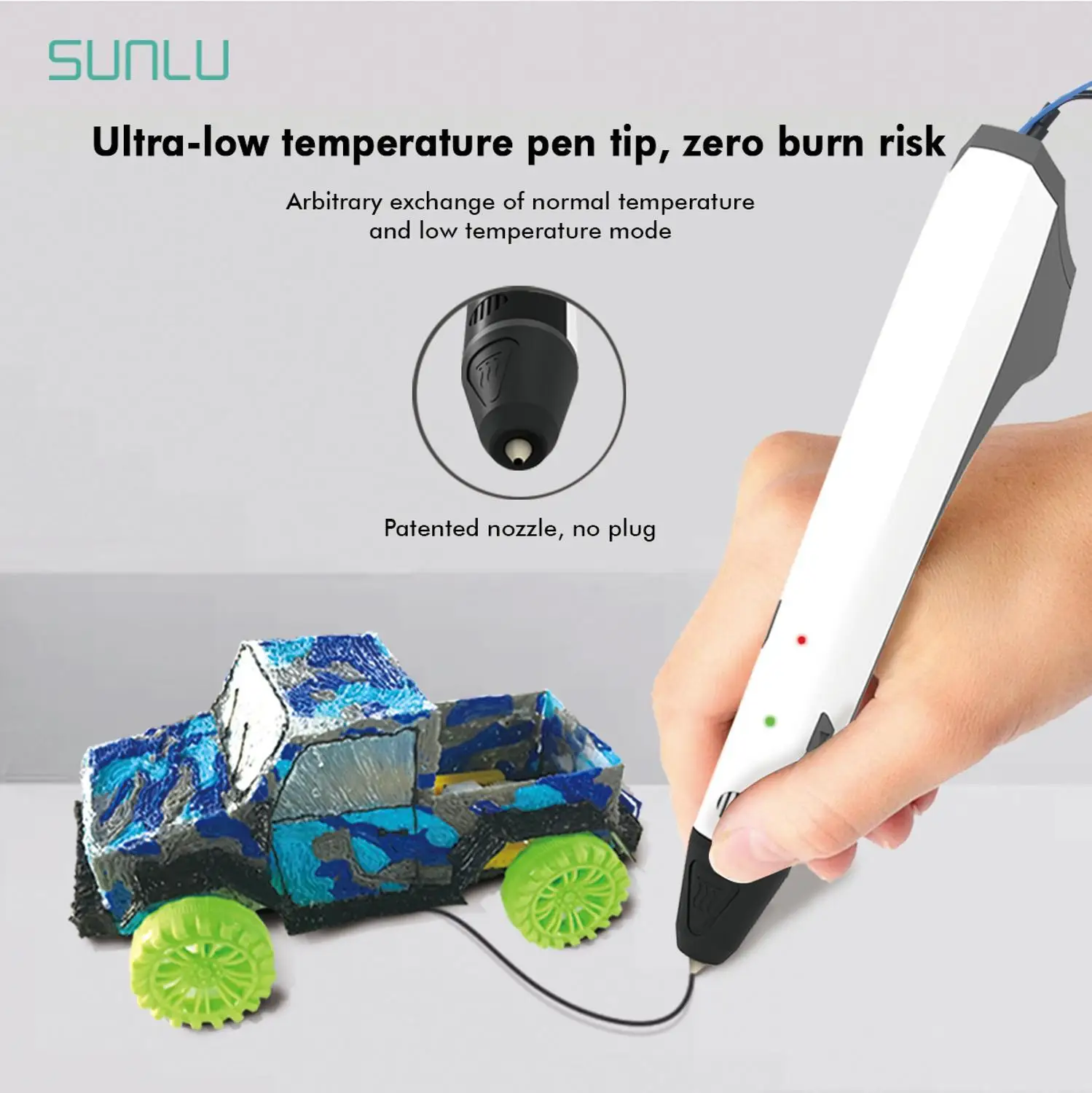 SUNLU 3D ручка M1 оригинальная 3D ручка для печати DIY автомобильный набор лучший подарок для детей низкотемпературные ручки для рисования