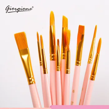 

10pcs Giorgione Watercolor Paint Brush For Acrylic Oil Art Face Painting Wooden Handle Painting Brushes Drawing Art Supplies