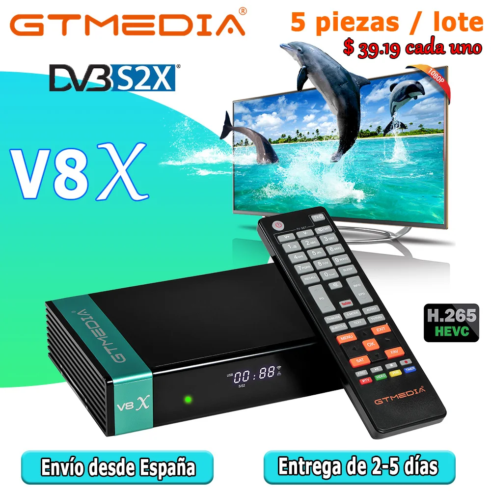 5 шт./лот Gtmedia V8X спутниковый декодер DVB-S2X H.265 Встроенный Wi-Fi 1080P такой же как V8 Nova V9