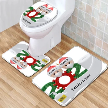 

Christmas Shower Curtain Bathroom Waterproof Toilet Lid Cover Bath Mat Bathroom Mats Set Floor Carpets In Bathroom Toilet WC Mat