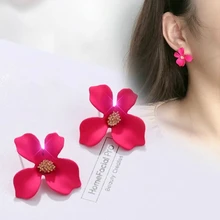 Модная последняя женская серьга Изящные серьги из сплава с цветными цветами фиолетовые маленькие металлические серьги-гвоздики для девушек вечерние подарки