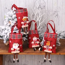 Рождественский мешочек для хранения конфет ткань льняные подарочные сумки рождественские аксессуары Санта-мешки Рождественский подарок держатель на год