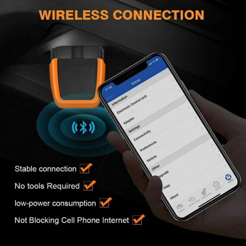 OBD2 сканер Bluetooth 4,0 профессиональный автомобильный считыватель кодов совместим с Android и Ios с системой диагностики OBD2 сканирующий инструмент