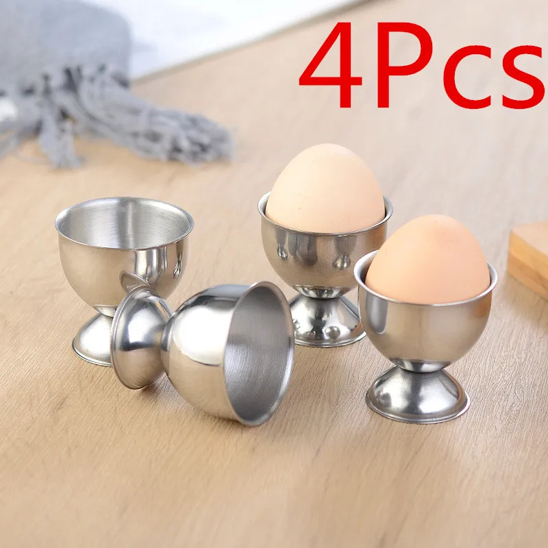 4Pcs Stainless Steel Boiled Egg Cup Stand Rack Eggs Holder Caviar Cup Breakfast Supplies Kitchen Cooking Tool