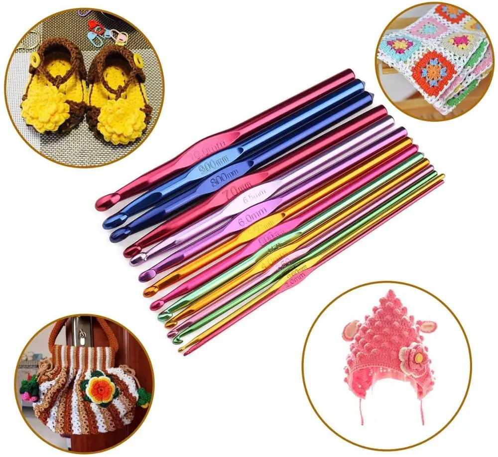 Crochet Hooks Set, Aluminum Handle Knitting Needles for Arthritic Hands,  Crochet Needles for Yarn Craft, Nice Gift for Women